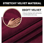 PrinceDeco Velvet Cushion Covers for Sectional Couch, 3 Back Cushion, Burgundy