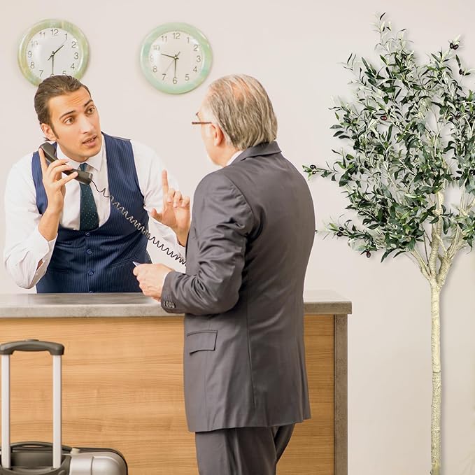 Artificial Olive Tree 7.5 ft Natural Olive Branches and Realistic Leaves for Modern Home Office Living Room Floor Decor 90 Inch