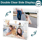 4x6 Acrylic Picture Frame 3 Pack, 20mm Clear Thickness Frameless Magnetic Double Sided Display, Plastic Table Top Photo Sign Holder, Table Paper Stand for Desktop Display, Stores