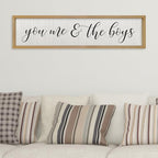ZZJJHYWGQ You Me & The Boys Sign 32"×8" Playroom Kids Wall Decor Modren Nursery Baby Boy Home Wood Framed Living Room Horizontal Wall Art (Wood)