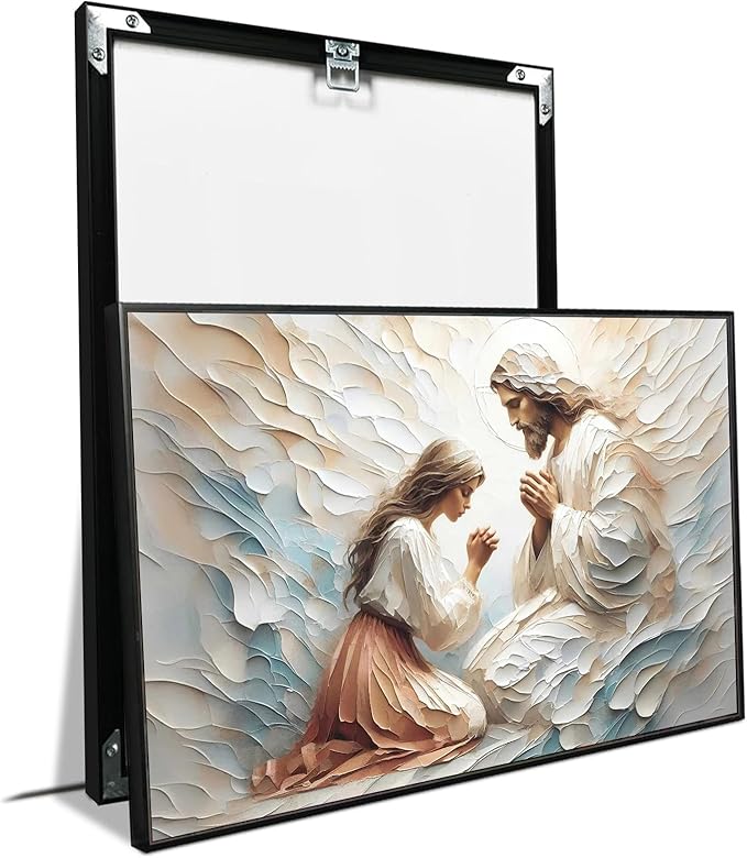 XWNLTEPK Praying to Heaven Christian Art Jesus and Woman Praying Bible Canvas Wall Decor Jesus Portrait Mormon Wall Print