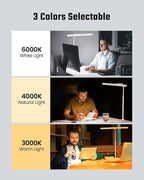 SUPERDANNY LED Desk Lamp for Home Office, Eye-Caring Desk Light with Adjustable Gooseneck, 12W Touch Control Dimmable Brightness, Architect Clamp Lamp with USB Adapter, White