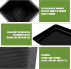 Tall Black Planter Set of 2 for Outdoor Indoor Plants,21.3in Large Tapered Plant Pots with Drainage Trays Holes,Resin Extra-Thick Flower Pots for Outdoor Patio Front Porch Backyard Decor