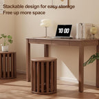 Stackable Stools Set of 4,4-in-1 Wood Stool,Round Wooden Stools with Anti-Slip Foot Pads for Kitchen,Bedroom,Living Room,Bar,No Assembly Required Durable and Space-Saving Design,18 inch (Walnut)