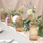 Glass Bud Vases Set of 20, Living Bud Vases, Small Bud Vase in Bulk, Mini Flowers Vases for Centerpiece, Vintage Decorative Vase Set for Table Decorations, Wedding Reception, Home Decor (Amber)