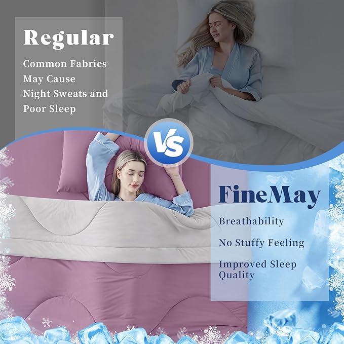 Cooling Comforter Twin Size, Double-Sided Cooling Blanket for Hot Sleepers & Night Sweats, Arc-Chill Q-Max > 0.4 Breathable Ice Blanket, Lightweight Cold Comforter (68''x90'', Muted Pink)