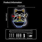 Cat Ramen Neon Sign for Wall Decor Led Neon Lights Cat Ramen Light Up Signs for Birthday Party Club Gift