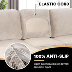 PrinceDeco Sectional Couch Covers Velvet Cushion Covers for Sectional Couch Washable Cushion Covers for Sectional Sofa Pet Friendly Sectional Sofa Slipcovers(1 Chaise Back+ 3 Sofa Back,Ivory)
