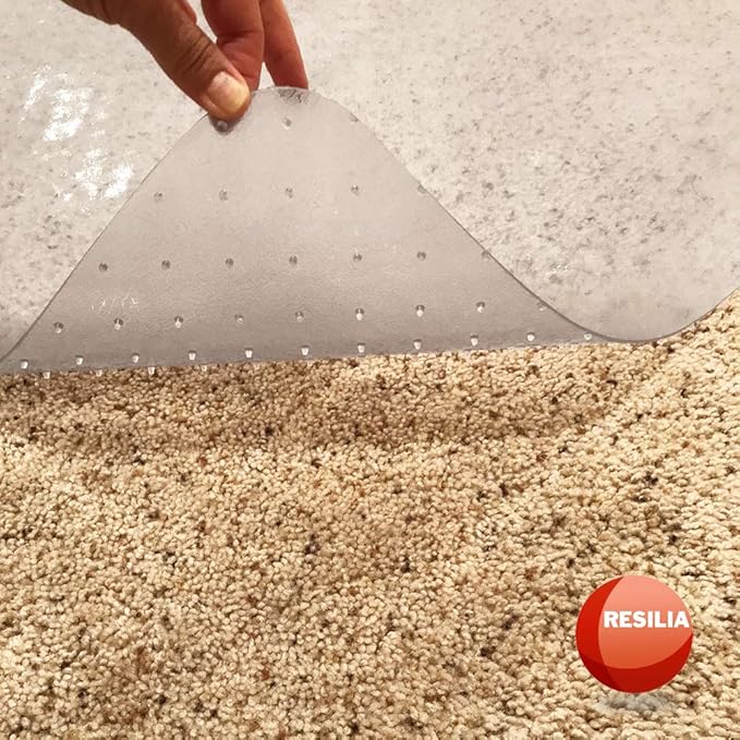 RESILIA Office Desk Chair Mat - for Low Pile Carpet (with Grippers) Clear, 46 Inches x 60 Inches, Made in The USA