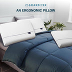 Grandisk Memory Foam Pillows for Neck Pain Relief Dual Core Side Back Stomach Cervical Pillow with Ergonomic