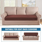 H.VERSAILTEX Velvet Stretch Individual Couch Cushion Cover Plush Cushion Slipcover for Loveseat Sofa Cushion Furniture Protector Seat Cushion Sofa Cover (1 Piece Sofa Cushion Cover, Burnt Brick)