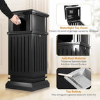 BEAMNOVA Trash Can Outdoor Top Tray Black Stainless Steel Commercial Garbage Enclosure with Locking Lid Heavy Duty Industrial Yard Garage Waste Container, 35.5 * 15.8 * 15.8 in