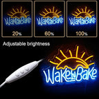 WLHOPE Wake in Bake Neon Signs Yellow Blue LED Neon Signs for Wall Decor, USB Fried Eggs Neon Light Letter Bakeing Neon Sign for Bedroom Home Kitchen Cake Baking Shops Cafes Birthday Party