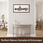 Welcome Sign - Large Rustic Wooden Wall Decor for Farmhouse Living Room, Entryway, or Foyer | 32"x16" Hanging Wall Art