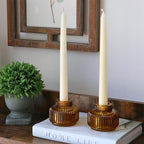 Kate Aspen Amber Taper Candle Holders for Candlesticks Set of 4 - Fluted Candlestick Holders for Fall Decor, Home Decor, Votive Candle Holder Decor, Tea Light Holder, Centerpiece Table Decorations