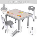 Toddler Table and Chair Set, Height Adjustable-Upgrade Kids Table and 2 Chairs for Ages 3-8, Multi-Activity Toddler Play Table with Graffiti Desktop for Home/Daycare/Classroom