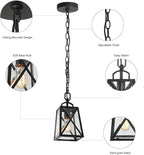 LOG BARN Outdoor Pendant Light Fixture, Farmhouse Exterior Lights, Anti-Rust Ceiling Outdoor Light with Seeded Glass, Lantern Hanging Light for Front Door, Entry, Porch, and Gazebo
