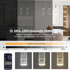 OKELI Smart 3-Light LED Pendant Lighting for Kitchen Island, 18W 1350LM Adjustable 3000K-6000K, Dimmable via TUYA App & Voice Control (Alexa/Google Home), Modern Crystal Bubble Pendant,Chrome Square