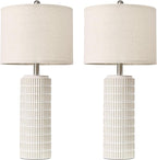 PoKat 27.5'' Tall Table Lamps for Living Room Set of 2, Ceramic Bedroom Lamps for Night Stands, Modern Bedside Lamps for Bedroom Living Room, Nightstand Lamps for End Table, Hallway, Gold and White