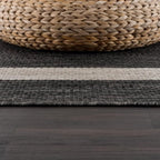 CAMILSON Outdoor Rug 6x9,Modern Outside Rugs for Patios Porches Waterproof Durable Washable Non-Shedding, Easy-to-Clean Indoor Outdoor Area Carpet (6 x 9, Bordered - Dark Gray/Light Gray)