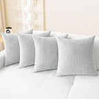 CaliTime Throw Pillow Covers Decorative 18 X 18 Inches Pack of 4 Cozy Chenille Cushion Cases for Couch Sofa Bed Living Room Home Moonbeam Gray