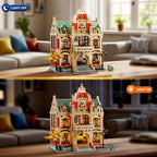 University Club House Building Set with Light,1629PCS City Campus Architecture Model with Painting Drama Baking Music Club, Home Decor Construction Building Block Gift for Adults Boys Girls 12+