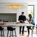 70.87 Inch Modern Gold Crystal Chandeliers, Large Branch Raindrop Chandelier,Rectangle Chandelier Lighting Fixture 19-Light for Foyer Entryway High Ceiling Dining Room, Living Room