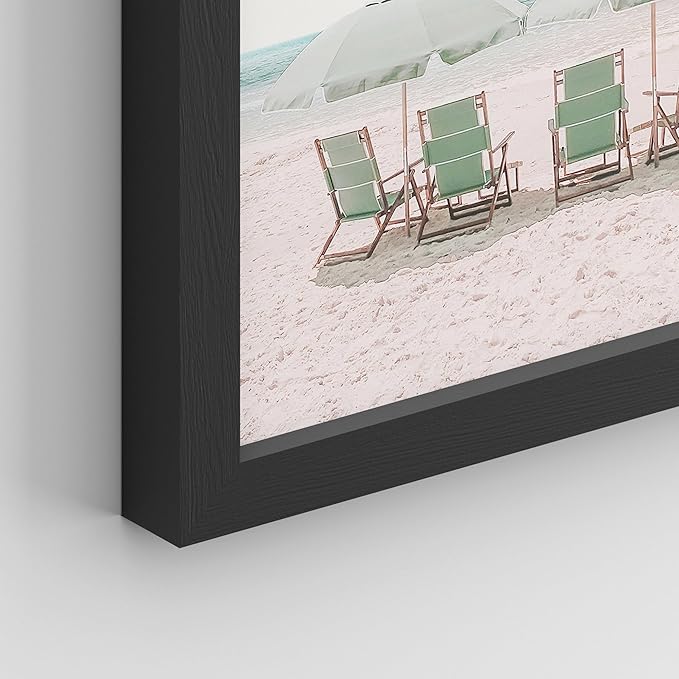 SIGNWIN Framed Collage Print Gallery Set 1980s Retro Miami Wall Art, Set of 4 Beach Landscape Wall Decor Prints, Nature Wilderness Wall Décor for Living Room, Bedroom - 11"x14" Black