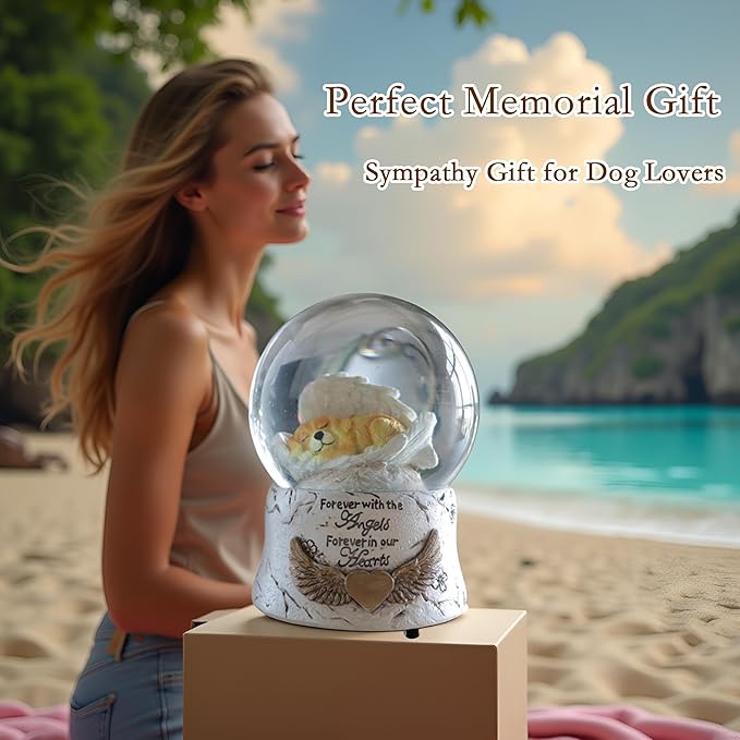 Angel Dog Music Snow Globe, Fall Indoor Decor, Golden Retriever Lost Pet Memorial Gift, Dog Passing Away Gifts, Thanksgiving Gift Ideas, Dog Lover idea.