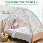 Twin Bed Tent for Kids, Twin Size Bed Canopy with Star Lights, Privacy Space Blackout Sleeping Tents, Indoor Breathable Portable Bunk Bed Tent for Boys and Girls, Dinosaur