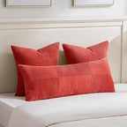 Fancy Homi 2 Packs Red Decorative Throw Pillow Covers 20x20 Inch for Living Room Couch Bed Sofa, Holiday Christmas Home Decor Gift, Soft Corss Corduroy Patchwork Accent Square Cushion Case 50x50 cm