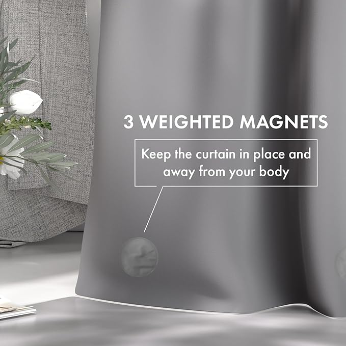 AmazerBath Shower Curtain Liner, 72x78 Grey Shower Curtain Liner, Cute Plastic Shower Curtain Liners, Lightweight Waterproof PEVA Gray Shower Curtains for Bathroom with Magnets and 12 Grommet Holes