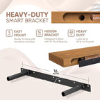 Homeforia 30 inch Golden Oak Floating Shelf, High End Solid Real Wood 30inch Small Floating Shelves for Wall Mounted, Oak Wooden 30in Floating Shelves, Heavy Duty Bracket, 30 X 6.5 X 1.75 in, Set of 2