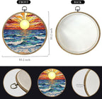 Colorful Boho Waves on The Beach Sunset Gifts for Sunset Lovers Framed Round Wall Decor Canvas Wall Art Hanging Prints Artwork for Home Nursery Bathroom Bedroom Living Room Decorations 10.2X10.2 Inch