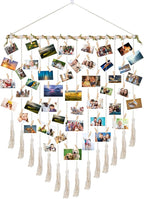 Hanging Photo Display boho bedroom decor teenage girl room decor Birthday Gifts for Grandma gift for mom Grandma’s Gifts - from Daughter, Granddaughter and Grandson - Mom Grandmothers Photo Holder，with 30 Wood Clips, 35" L x 30'' W