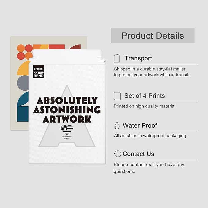 SIGNWIN Adhesive Canvas Poster Mid-Century Modern Colorful Geometric Polygons Abstract Geometric Digital Art Modern Art Decorative Zen Relax/Calm Multicolor Minimalism for Bedroom - 12"x16"x4