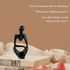 Sandstone Resin Thinker Style Abstract Sculpture Statue Collectible Figurines Home Office Bookshelf Desktop Decor (Small Black, Right)