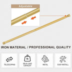 Gold Curtain Rods 2 Pack Set Adjustable,16-48 Inch Heavy Duty Telescoping 1 Inch Diameter Metal Window Rod Extendable Mounting Brackets Luxurious Gold Finish Home Decor Easy Install Multi-Window