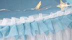 VETHIN Princess Bed Canopy for Girls,Bed Canopy Curtain- Double Layer Sheer Mesh Dome Bed Curtain- Round Lace Princess Mosquito Net Tent with led Stars String Lights(Blue/White)