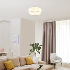 Globe Electric 60998 2-Light Flush Mount Ceiling Light, Matte Brass, White Linen Shade, Kitchen, Lights, Bathroom, Home Essentials, Bedroom, Closet Light, Lighting Fixtures, Dining Room