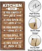 Hanging Rustic Wooden Kitchen Decor Sign, Printed Wood Wall Art, Funny Farmhouse Kitchen Wall Decor I1