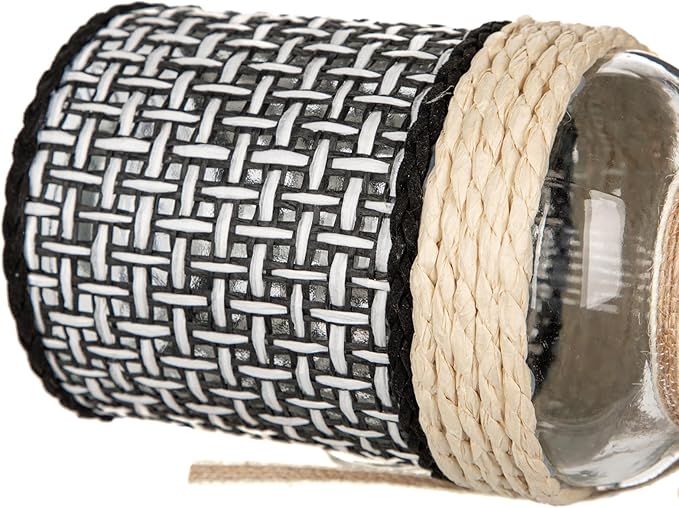 Hollyone 3Pcs Flower Vase Glass Vase with Cotton Rope Cover Woven Glass Vase Decorative Flower Bottle Modern Vase for Table Centerpiece Farmhouse Wedding Home Decor Black & White