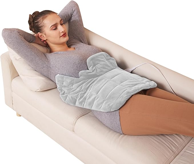 Ruqiji Neck&Shoulder&Back Heating Pad, Pain Relief for Back/Neck/Shoulders/Menstrual Pain, Christmas Gifts for Women Men Mom Dad (01-Light Gray, 19" x 24")