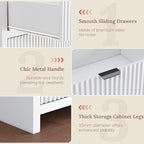 Fluted Sideboard Buffet Cabinet with Storage Drawers, 55" Large Accent Storage Cabinet with Doors and Adjustable Shelf, Modern Farmhouse Credenza for Entryway, Kitchen, Living Room - White