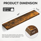BAYKA Floating Shelves, 48 inches Long Wall Mounted Rustic Wood Shelves for Bathroom, Bedroom, Living Room, Kitchen, Office, Hanging Shelf for Books/Storage/Decor(Rustic Brown,Set of 2)