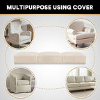 PrinceDeco Stretch Sofa Cushion Covers for Couches and Sofas,Soft Velvet Couch Seat Covers, Sofa Covers Washable, Seat Cushion Cover for 3 Couch Sofa Pet Friendly - Ivory, Each Width Up to 29.5"