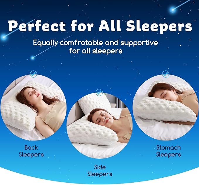 Cooling Bed Pillows for Sleeping Shredded Memory Foam Adjustable Cool Rayon Derived from Pillow for Side Back Stomach Sleepers Luxury Gel Queen Size 1 Pack Washable Removable Cover