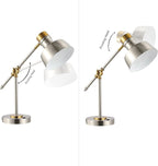 JONATHAN Y JYL7124B Allegra 18.5" Adjustable Cantilever LED Task Lamp, USB Charging Port, Classic, Coastal, Industrial, Farmhouse, Traditional for Bedroom, Living Room, Office, Nickel/Brass Gold