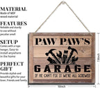 Rustic Sign, Father's Day Gift, Dad's Gift, Grandpa's Gift, Decor Hanging Wood Signs, Printed Wood Wall Art Sign, Paw Paw's Garage, If He Can't Fix It We're All Screwed, Vintage Sign Gift for Grandpa