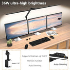 3000 Lumen Ultra Bright Architect Desk Lamp with Clamp, 36W Tall Overhead Led Desk Light for Home Office, 47Inch Long Dimmable Computer Monitor Light Bar with Remote for Table Desktop Drafting
